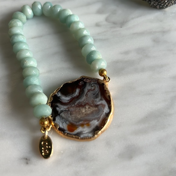 Turquoise Geode Crystal Stretch Bracelets - Picture 3 of 6